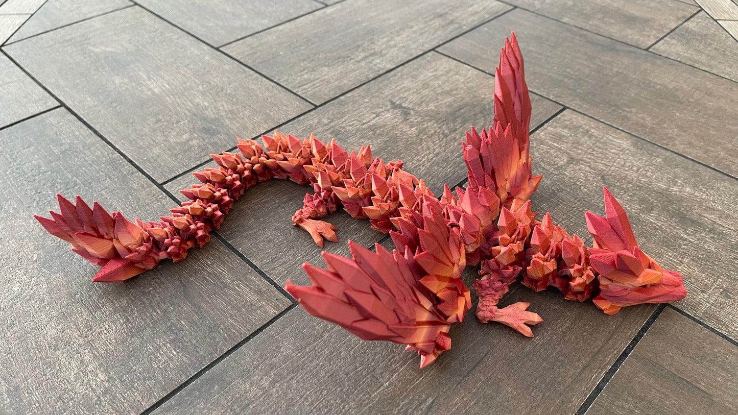 Articulated Flexi Crystal Wing Dragon | Fidget Toy | 3D Printed | Made in USA | In Stock