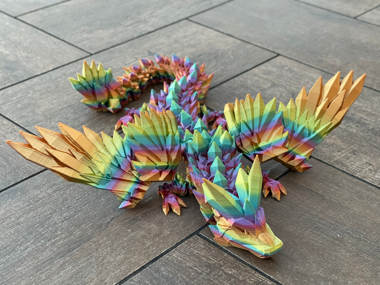 Articulated Flexi Crystal Wing Dragon | Fidget Toy | 3D Printed | Made in USA | In Stock