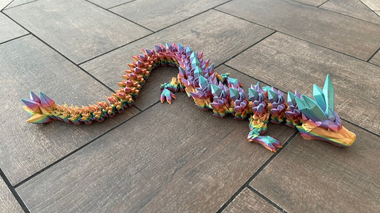 Flexible Articulated Crystal Dragon | 3D Printed | Fidget Toy | Made in the USA | In Stock